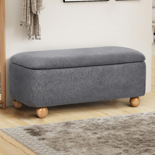 Ruan Linen-Look Storage Ottoman Bench